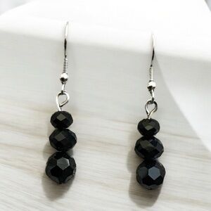 Glass Bead Earrings with Silver Accents Handmade